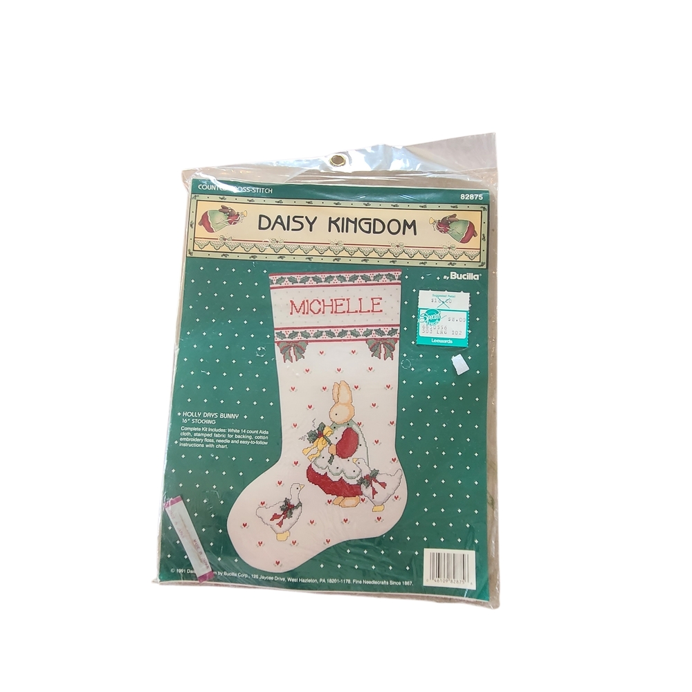 Vintage Bucilla Daisy Kingdom Christmas Stocking Kit, Unopened